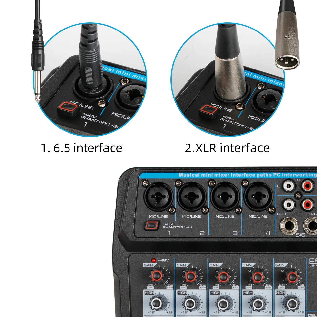 Depusheng U6 Mini Audio Mixer - 6 Channel USB Mixing Console for
