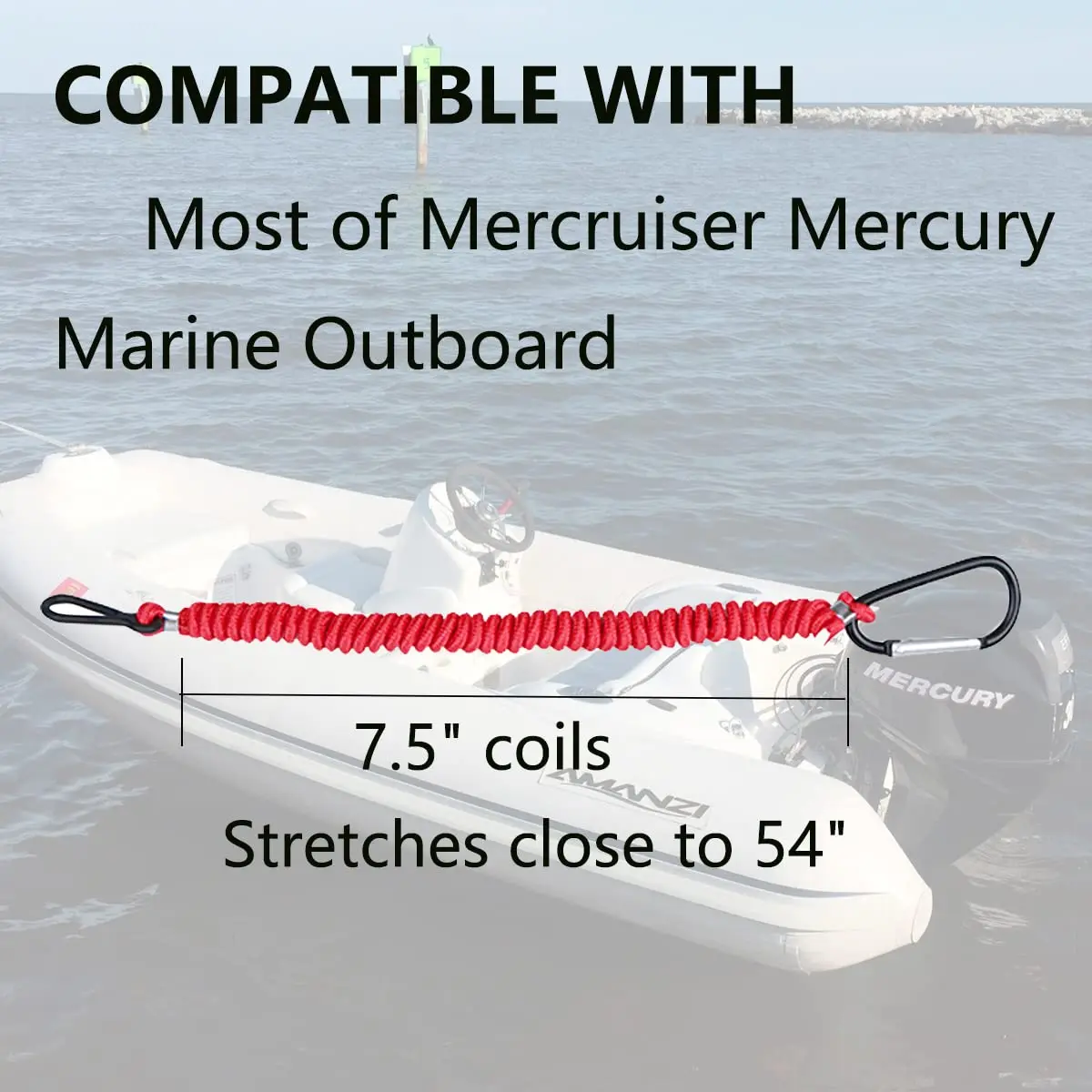 Cord 54 Inch 1371 Long Replace Break Away Boat Kill Switch Braid Retractable Tool Coil Lanyards Bungee Cord With Carabiner