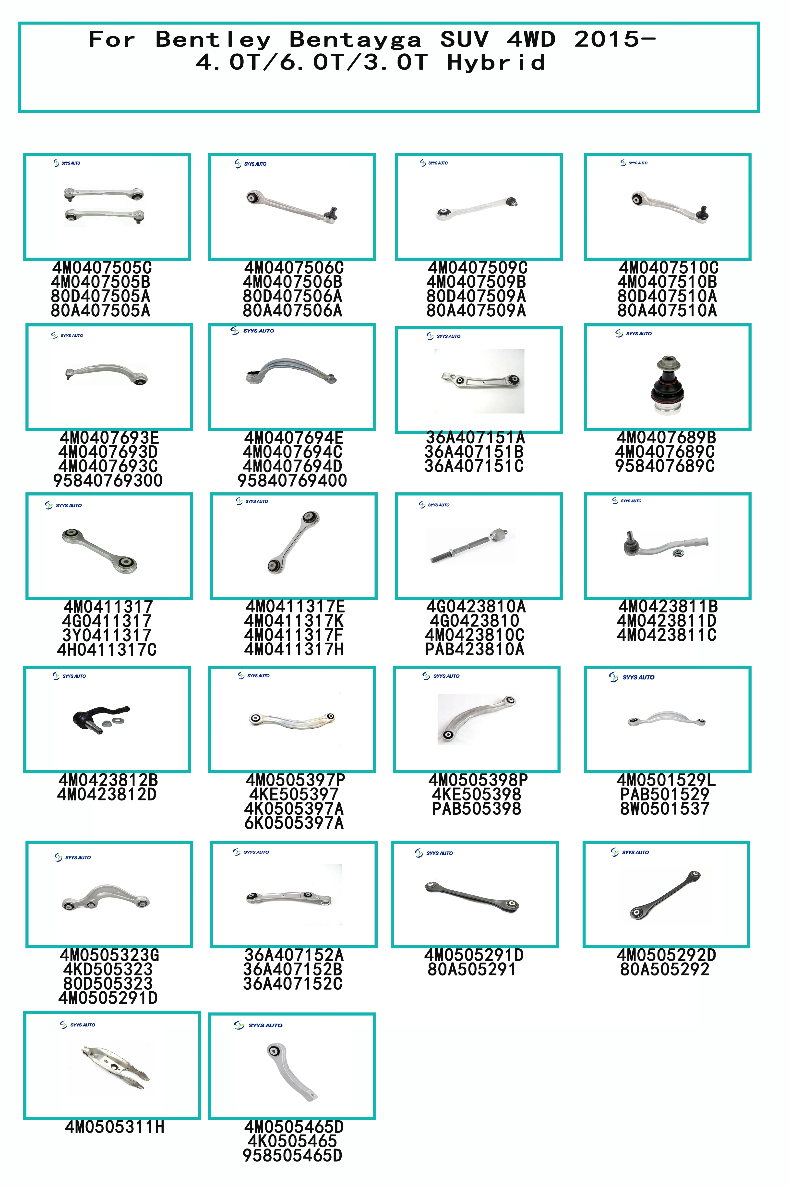 Auto Suspension Systems Front Right Lower Control Arm  Assembly for Bentley Bentayga SUV 4WD 95840769400 PAB407694