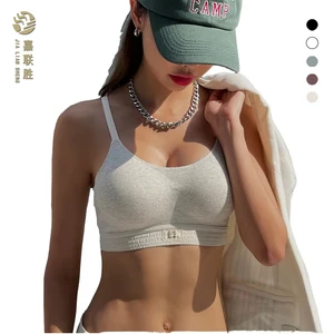 Japanese Technology Cotton Invisible Traceless Black Jelly Strip Soft Support Convertible Breathable Push-up Sport Bra for Women