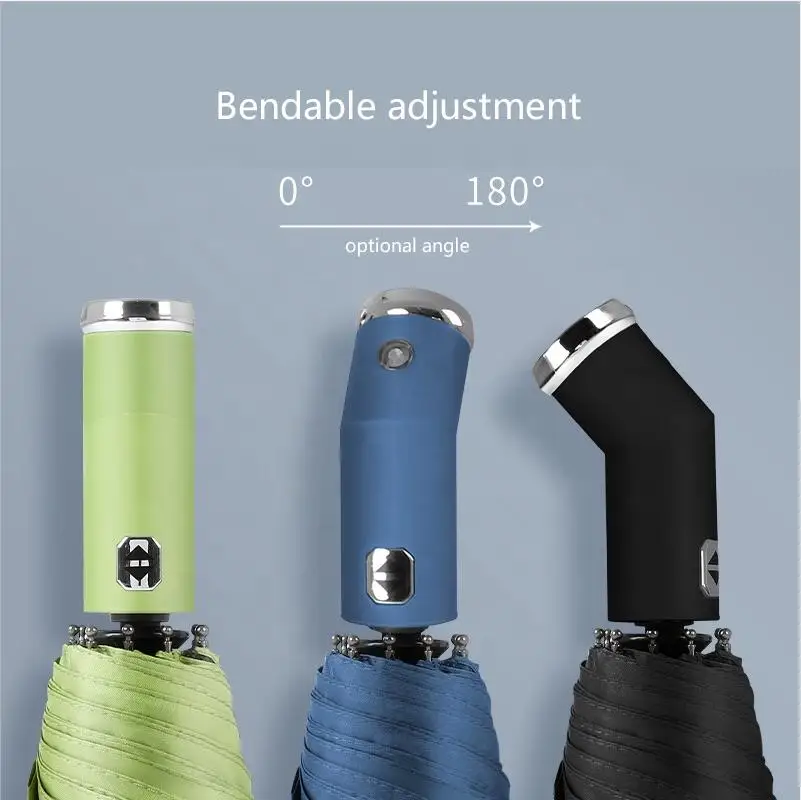 Automatic Open Close Compact Led Umbrella Flashlight 3 Folding Umbrella With Reflective