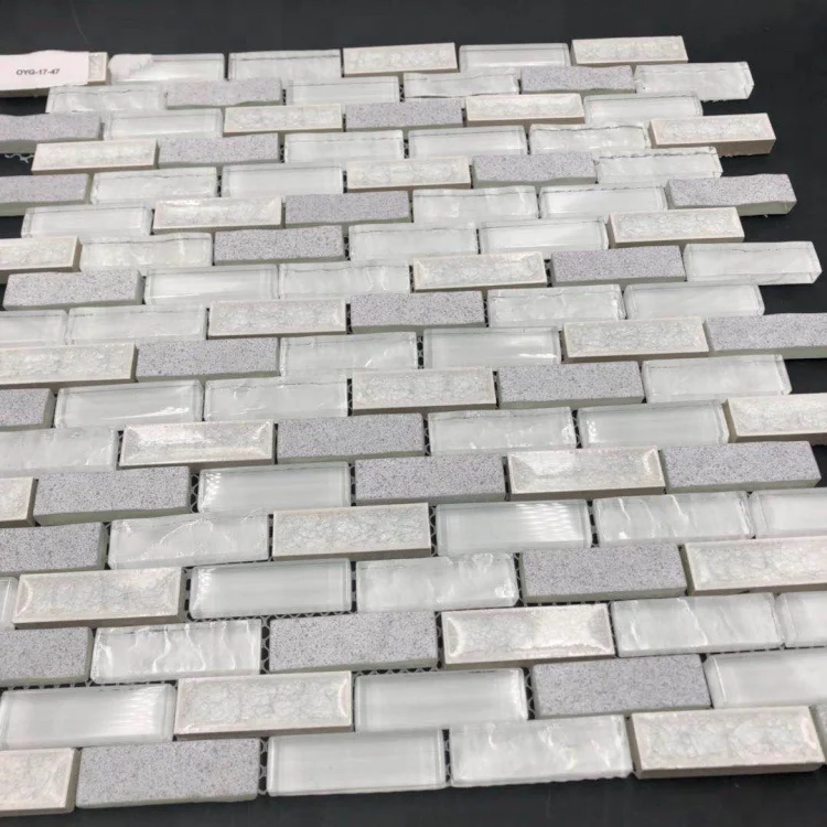 Crystal Glass Mix White Marble Mosaic Use for Wall Backsplash and Bath Room Wall