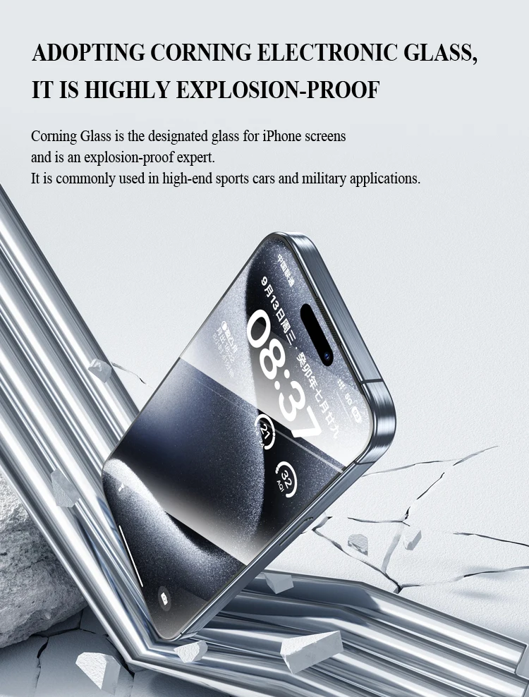 Mobile Phone Screen Protector With Easy Install Kit Dust Free New Super Strong Tempered Glass for iPhone 16 15 14 13 12 Pro Max