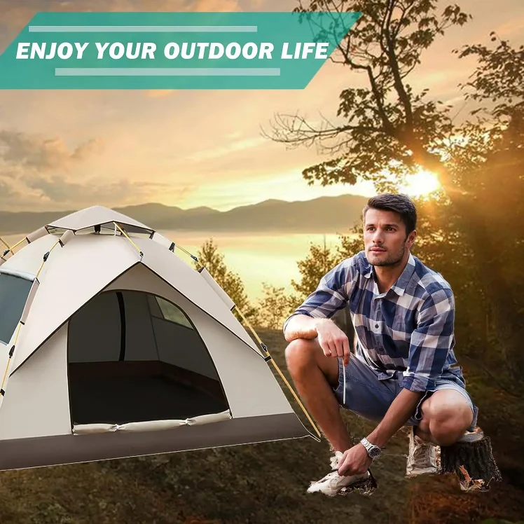 3-4 Person Portable Waterproof Camping Tent Outdoor Family Tent Easy ...