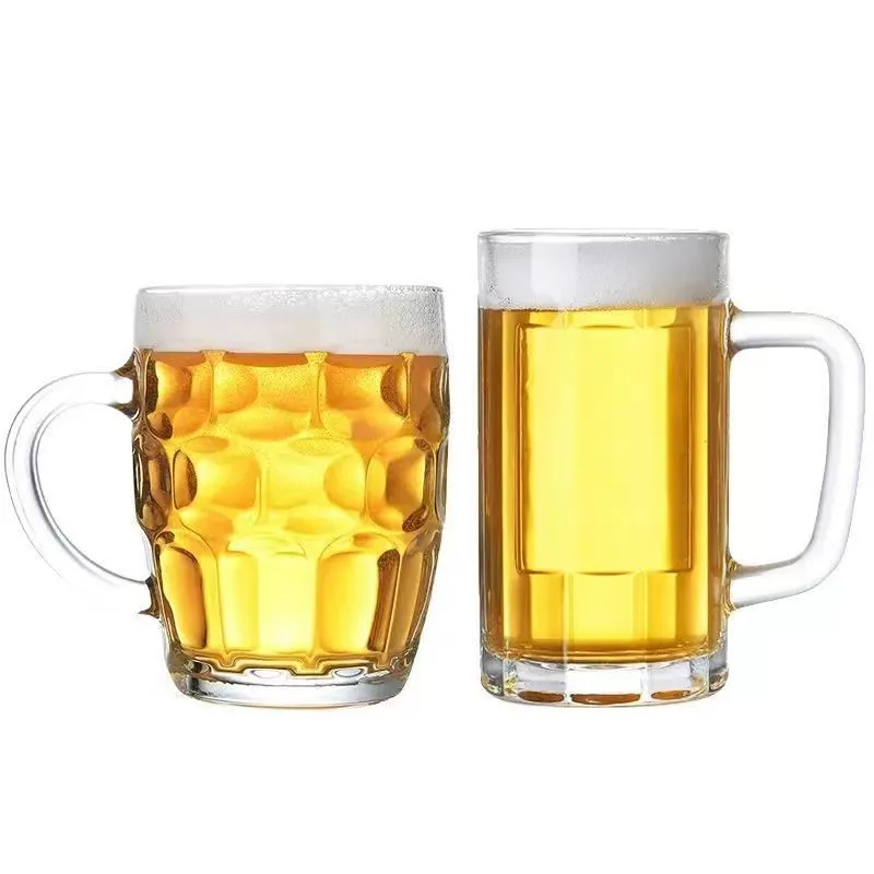 Large Capacity 300ml Classic Glass Beer Steins Transparent Beer Mug with Handle for Water Wine and Beverage for Parties