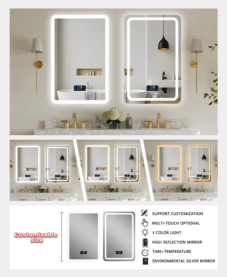 product high quality smart led mirror modern design bathroom lighted mirror apartment barber illuminated mirror-4