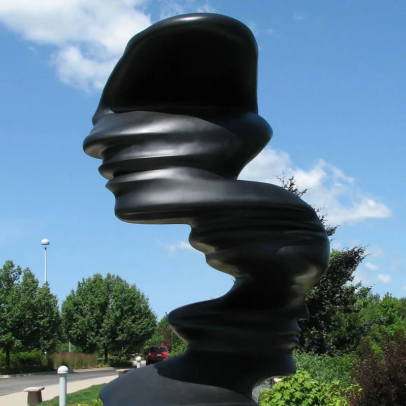 Abstract Large Bronze Human Face Sculpture Metal Garden Modern Man Statue