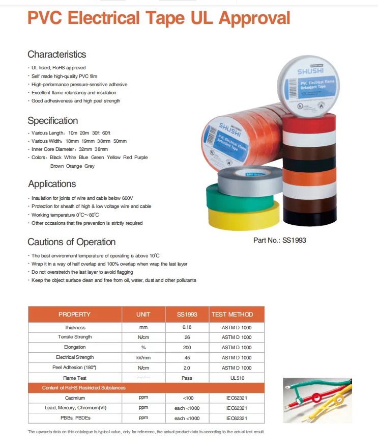 Shushi Pvc Electrical Tape Log Roll Ss1993 Black White Multi Color Pvc ...