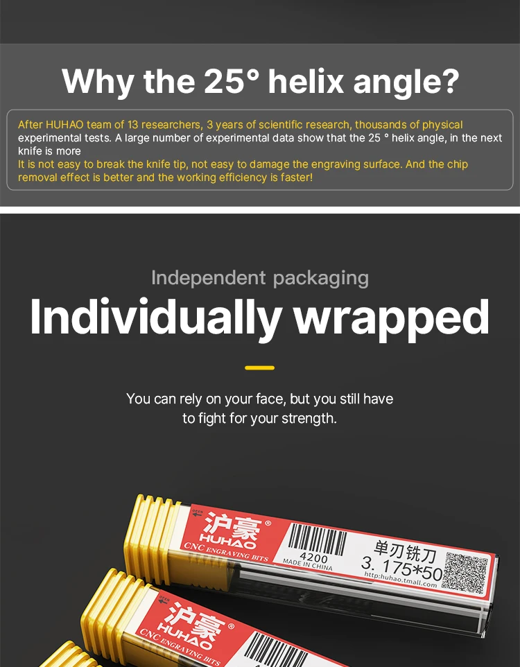 HUHAO 1/8 Shank Single Flute Spiral Tungsten Milling Cutter One Flute Up Cut Engraving Drill Router Bit for Acrylic PCB PVC Wood