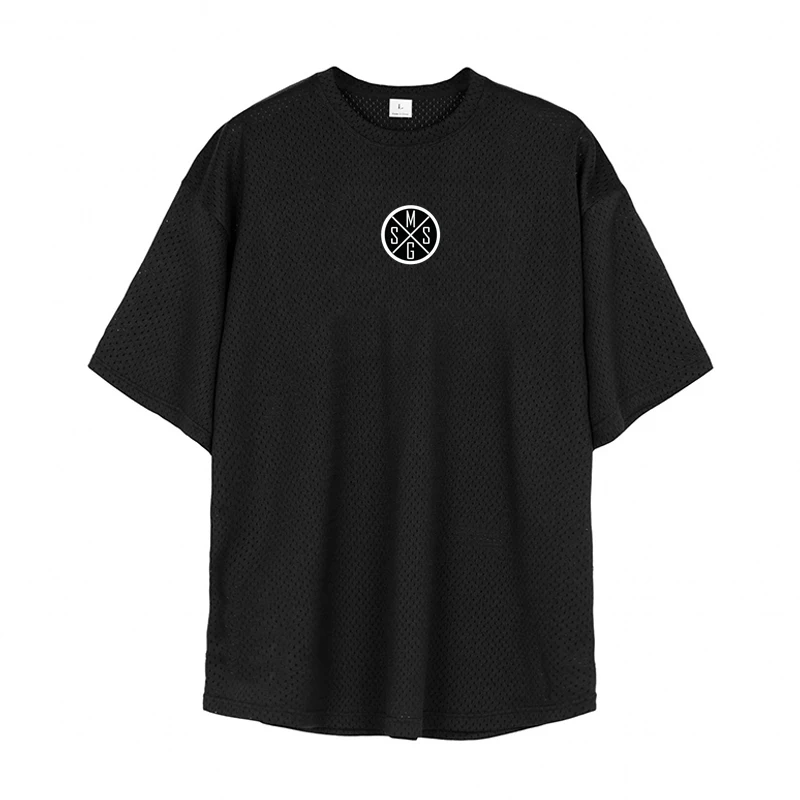 【SATIIIZ】Hiant Mesh Printed T-Shirt Oversized Fit Printed mesh T-shirt