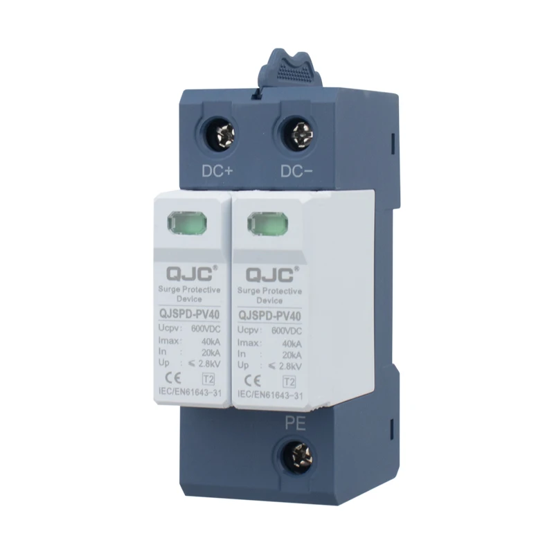 QJC 2P 20ka 40ka Dc spd Type 2 1000v Suppressor spd protection Device Power Surge Protector Whole House Surge Protector