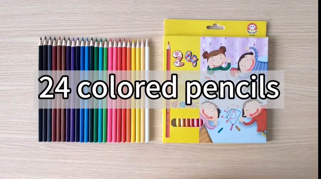 Professional Oil Colored Pencils Custom Wooden 24 Colour Pencils Sets