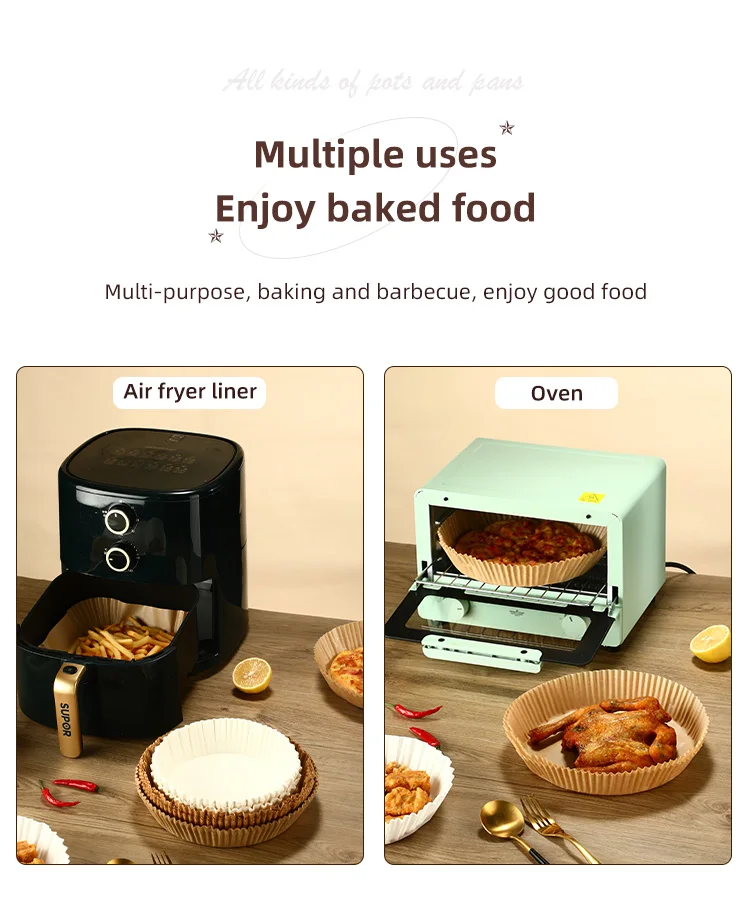 7.9 Inch Nonstick Eco Friendly 50pcs Air Fryer Disposable Liners Paper