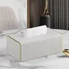Rounded corner tissue box - white Italian striped large size