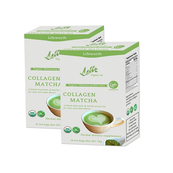 Lifeworth factory private label collagen green tea matcha powder organic