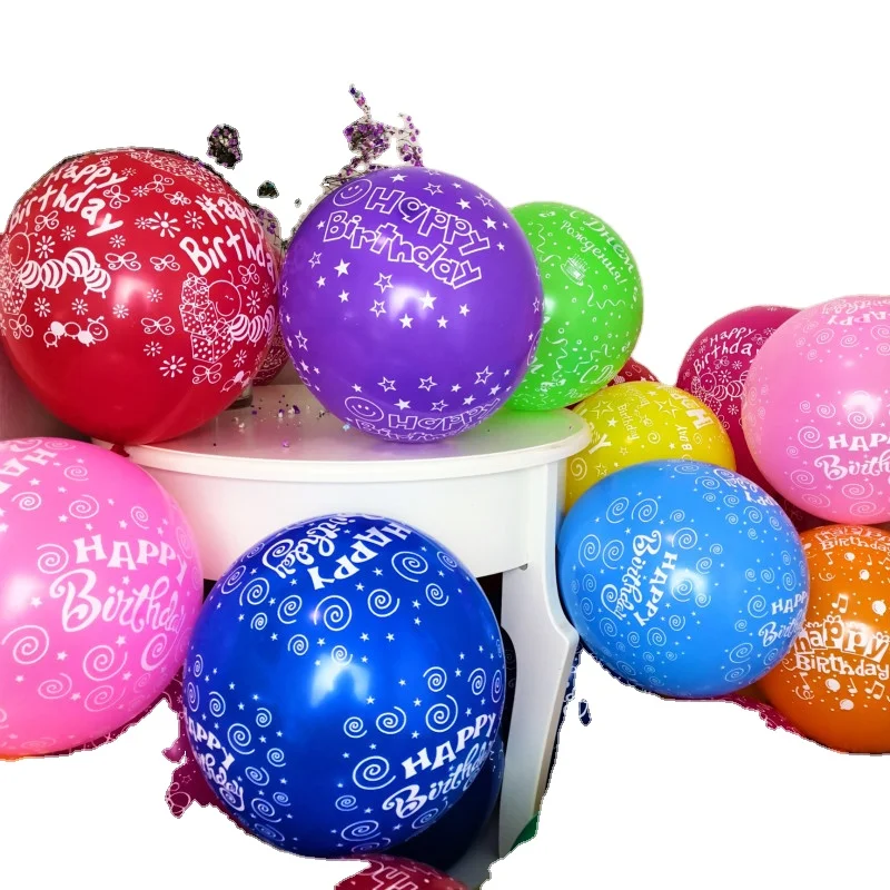 Latex happy Birthday balloon 12 inch lot 10 cartoon blue