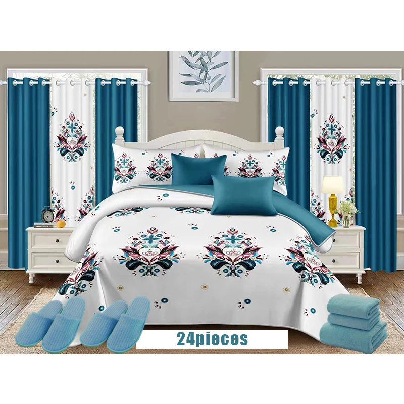 Wholesale Bedding Sets With Matching Curtains 24 Pieces Curtain Bedding