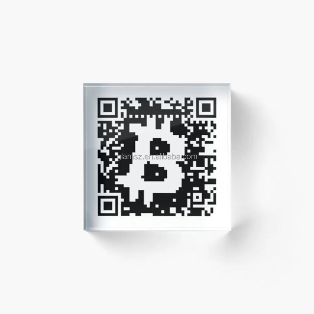 Wholesale  Custom Acrylic Transparent Qr Code Solid Block Clear Plexiglass Cube UV Printed Logo Brand Block