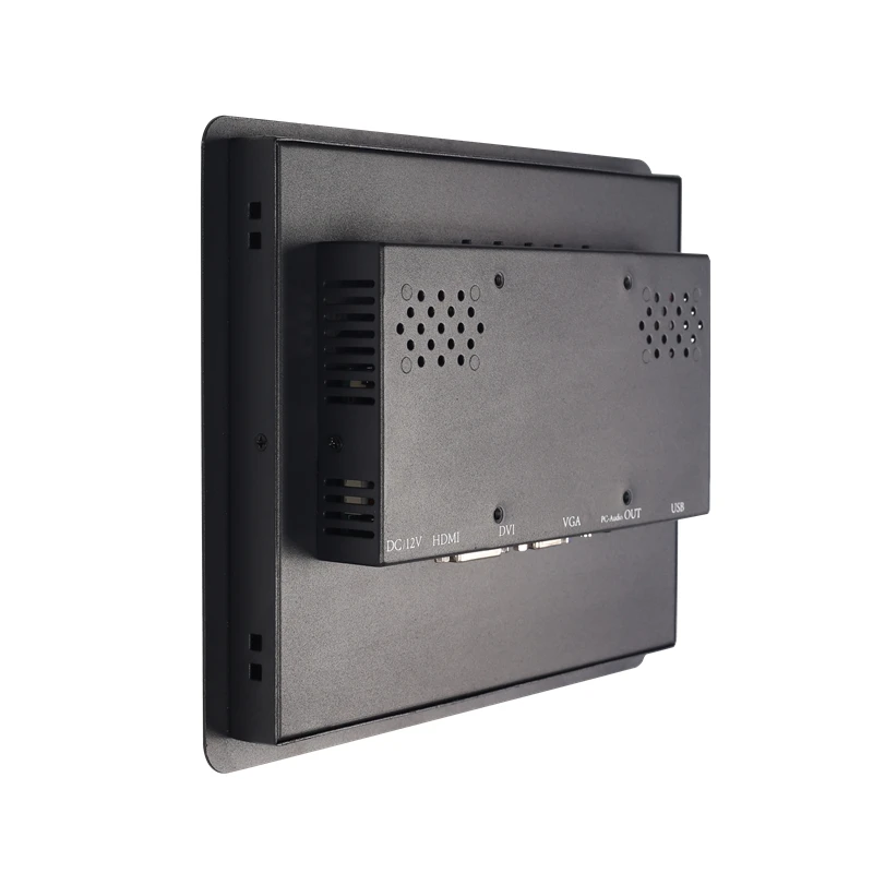 Zhixianda 8 Inch Metal Case Wall Mount Industrial Embedded Monitor Wide Screen Display Capacitive Touch Function