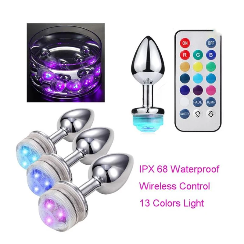 Remote Control Flashing Light 13 Color Changing and Colorful Anal Butt Plug Metal Anal Plug LED Plug Anal Sex Toys for Women