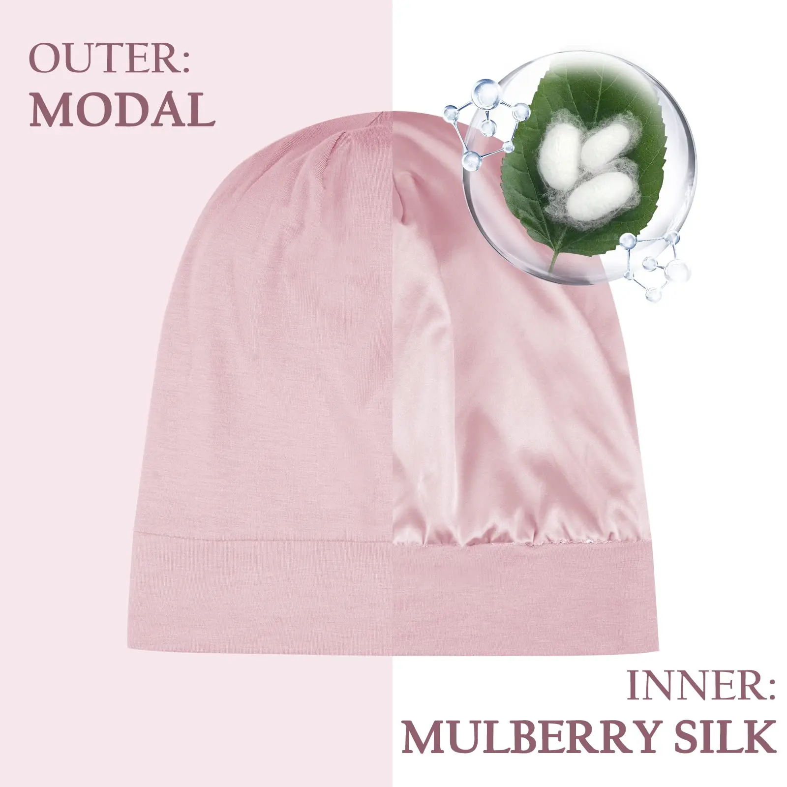 Double Layers Modal Mulberry Silk Bonnet Silk Hair Bonnet for Sleeping Silk Sleep Cap Hair Warp With Adjusting Buckle