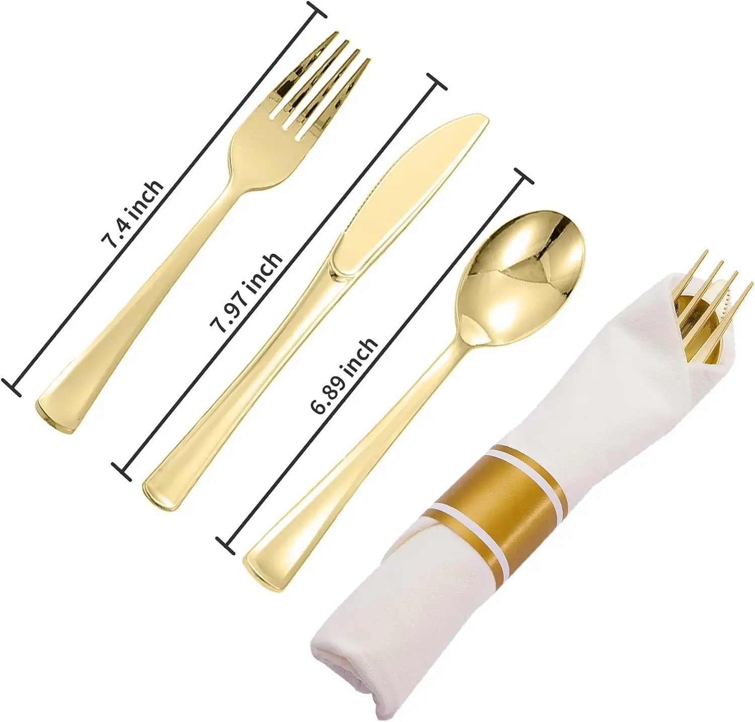 Silverware Pack 50 Pack Silver Plastic Silverware Set With Pre Rolled Napkins- Premium ...