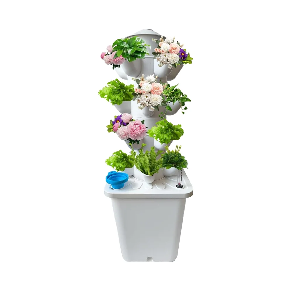 Hydroponic Tower Growing System Drip Irrigation Pump Automatic Watering Vertical Design Germination Kit Multifunctional Light