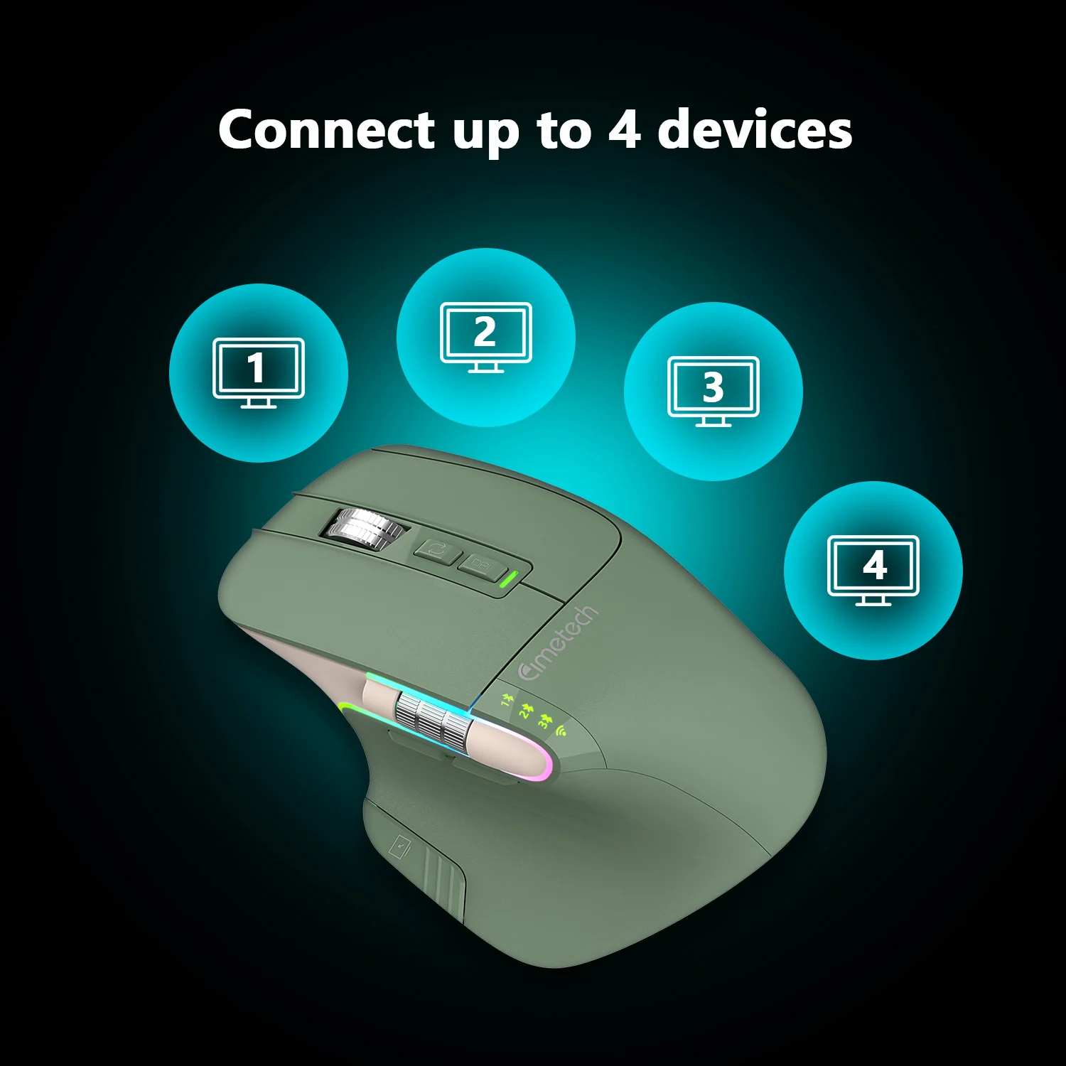 Multi-Device RGB Wireless Mouse Rechargeable Ergonomic Vertical Mouse ...