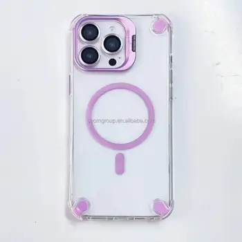 Creative New Night Light Camera Stand Phone Case for iPhone 17 16 15 14 Pro Max Lens Holder Phone Cover Luminous Case 13 Pro