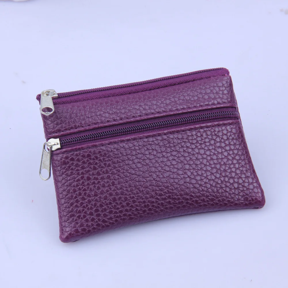 Factory Direct Sale Multi Color Coin Purse with Zipper Mini Small Thin Money Bag Wallet Pu Leather Change Pouch for Men Women