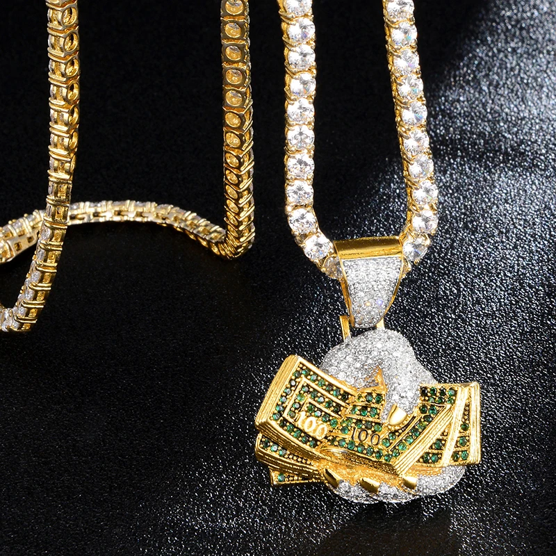 Hip Hop Bling Cz Hand With Money Dollar 