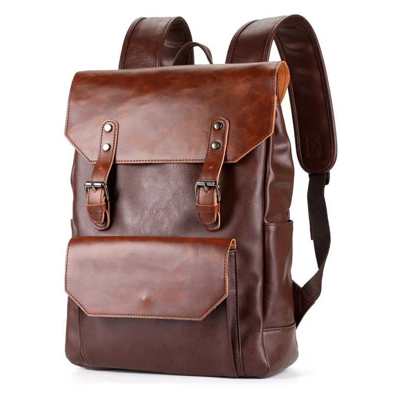High Quality Backpack Mens Pu Leather 