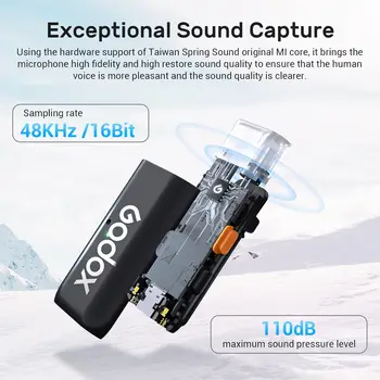 GODOX WES1 Kit2 Wireless Lavalier Microphone for IPhone/Lightning, 8H Battery Life, Dual Channel 2.4G Wireless Mic detail image