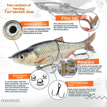 Sea Fishing Saltwater Fish Lifelike 3D Carved Fish Scales Surface Simulation Bionic Artificial Hard Bait Lure Brown Plastic Tail – Hard Lure – view 4