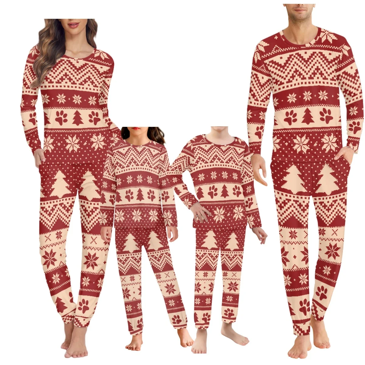 Dropshipping Clothing Matching Pajama Set Christmas Pyjamas Family Long Sleeve Sleepwear Men Women Children Nightwear Sets