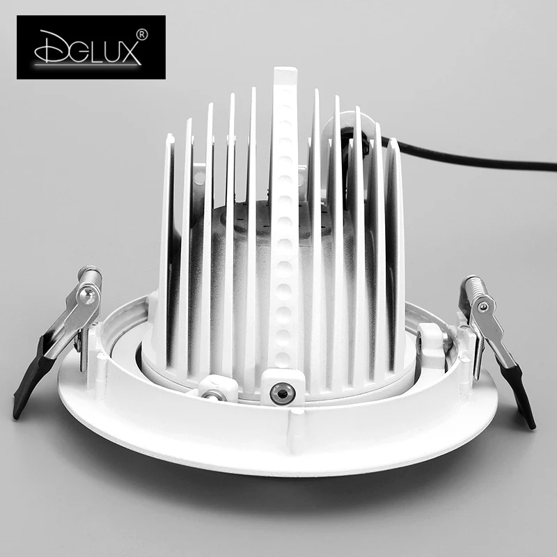 DGLUX High Lumen Embedded Cob 360 Degree Adjustable Ceiling Downlight Shell Aluminum 30w 40w Led Downlight