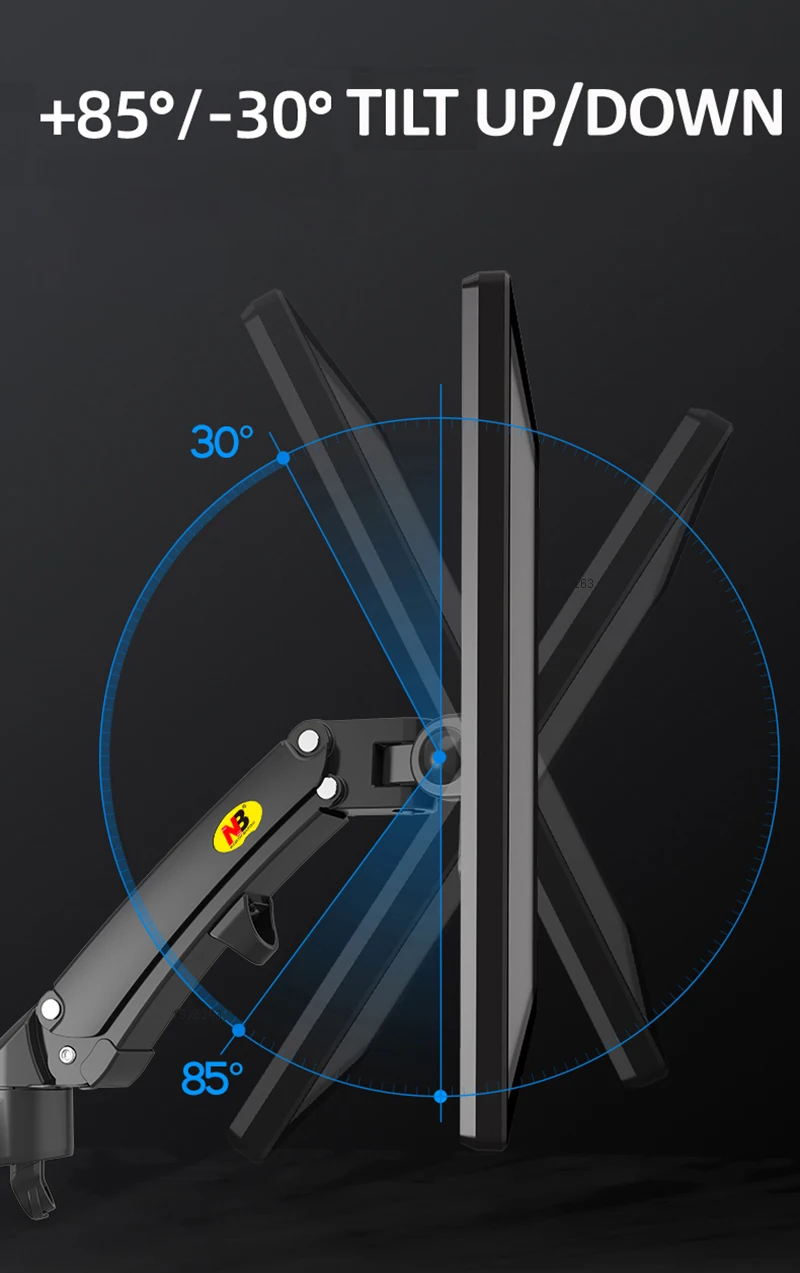 Support mural pour moniteur, bras articulé en alliage d'aluminium, rotation à 360°, compatible avec les écrans LED/LCD de 24 à 35 pouces, bras à ressort à gaz, charge maximale de 3 à 12 kg, référence F150_voghion.com