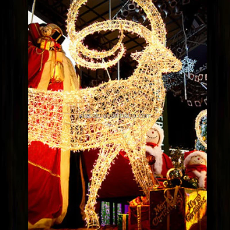 Outdoor Large 3d Christmas Light Animal Reindeer Sculpture For