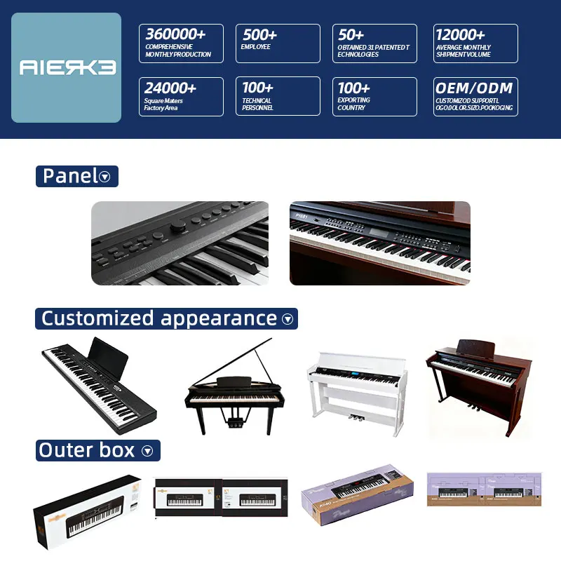 AIERKE P866 Digital Piano - 88-Key Portable Electric Instrument