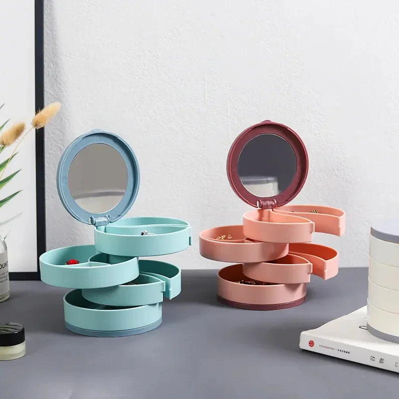 Factory Custom Logo Velvet Eco-Friendly Plastic Gift Portable Modern High Quality Pink 2 Layer Travel Jewellery Organizer Case