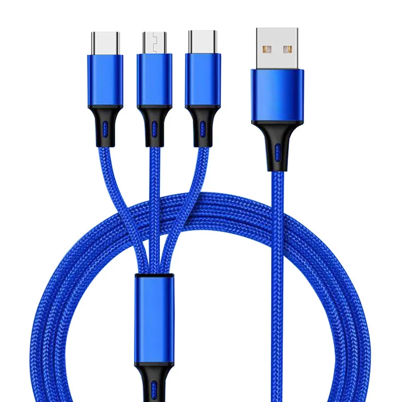 3in1 USB Cable for IPhone Fast Charger Charging Cable for Xiaomi Huawei Samsung Micro USB Phone Type C Charger Wire for IPad
