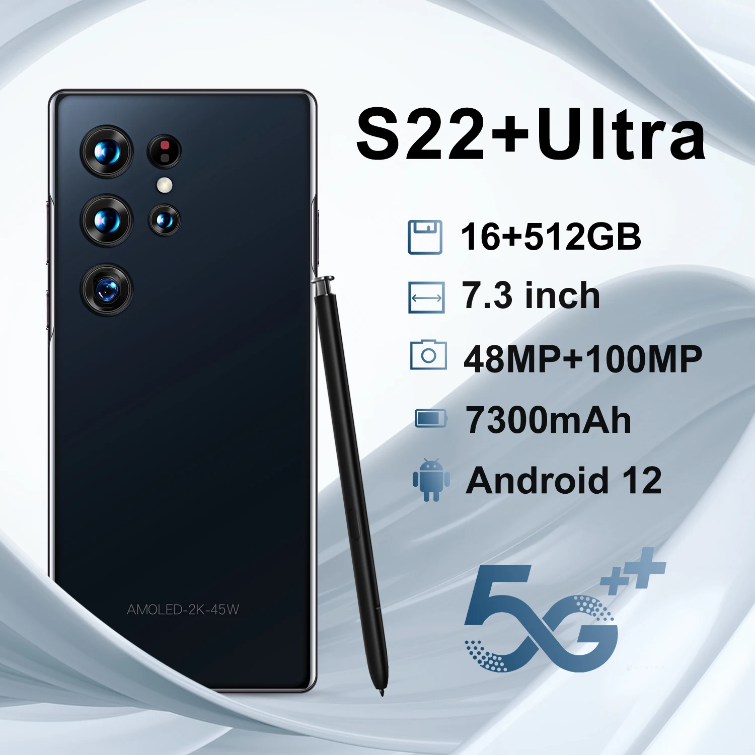 売れ筋S22ULTRAオリジナル7.3インチ16GB512GB 48MP 100MP  Android12.0ゲーミングフォン5G携帯電話携帯電話スマートフォン