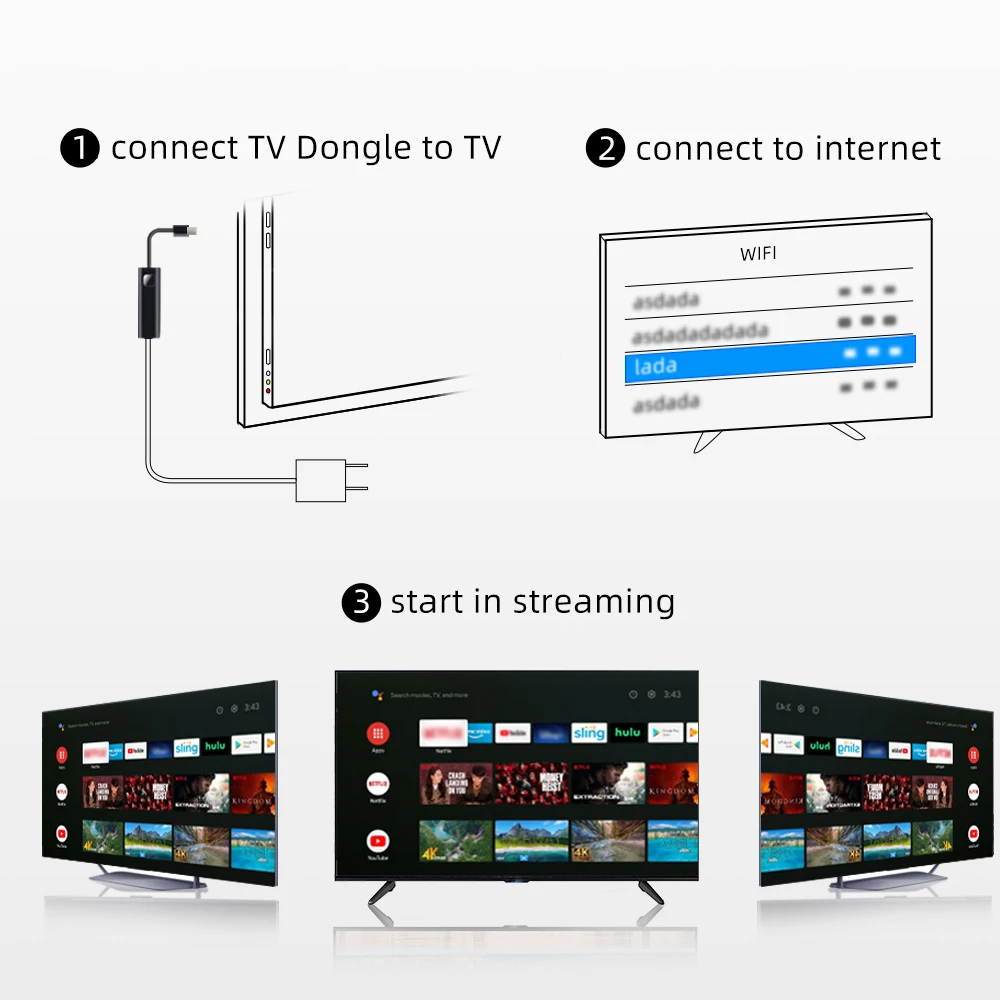 Dcolor Android TV Stick Certifié Google Appareil De Streaming HD