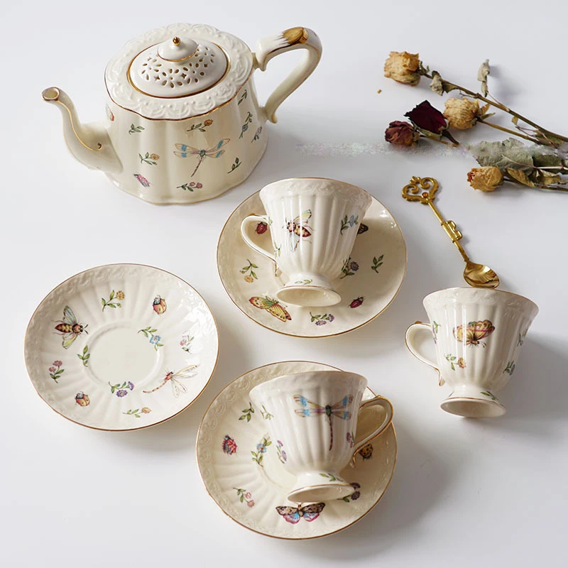 tea set with kettle bone china