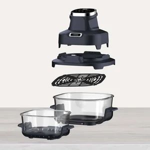 Fully Automatic Digital Control 1.8L+4.5L Double Basket Glass Square Design Compact Air Fryer Deep Roast Keep Warm for Hotel