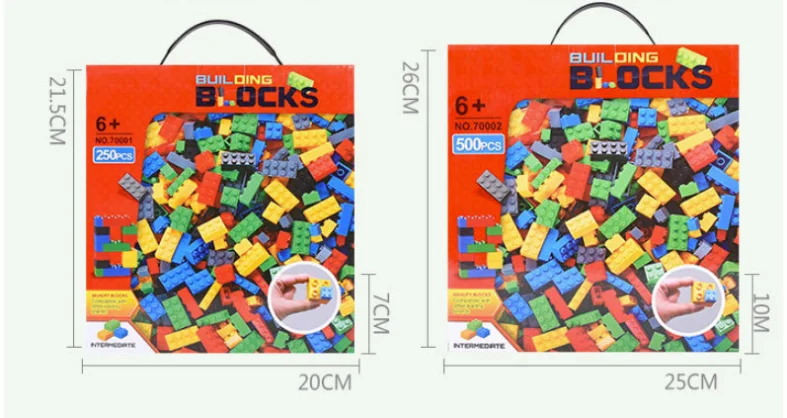 500 Pieces Plastic Classical Multi Color Bulk Building Bricks, Construction Bricks Block Toy Compatible with All Major Brands