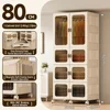 White80-face wide folding wardrobe 1 cabinet 3 channels 2 boxes