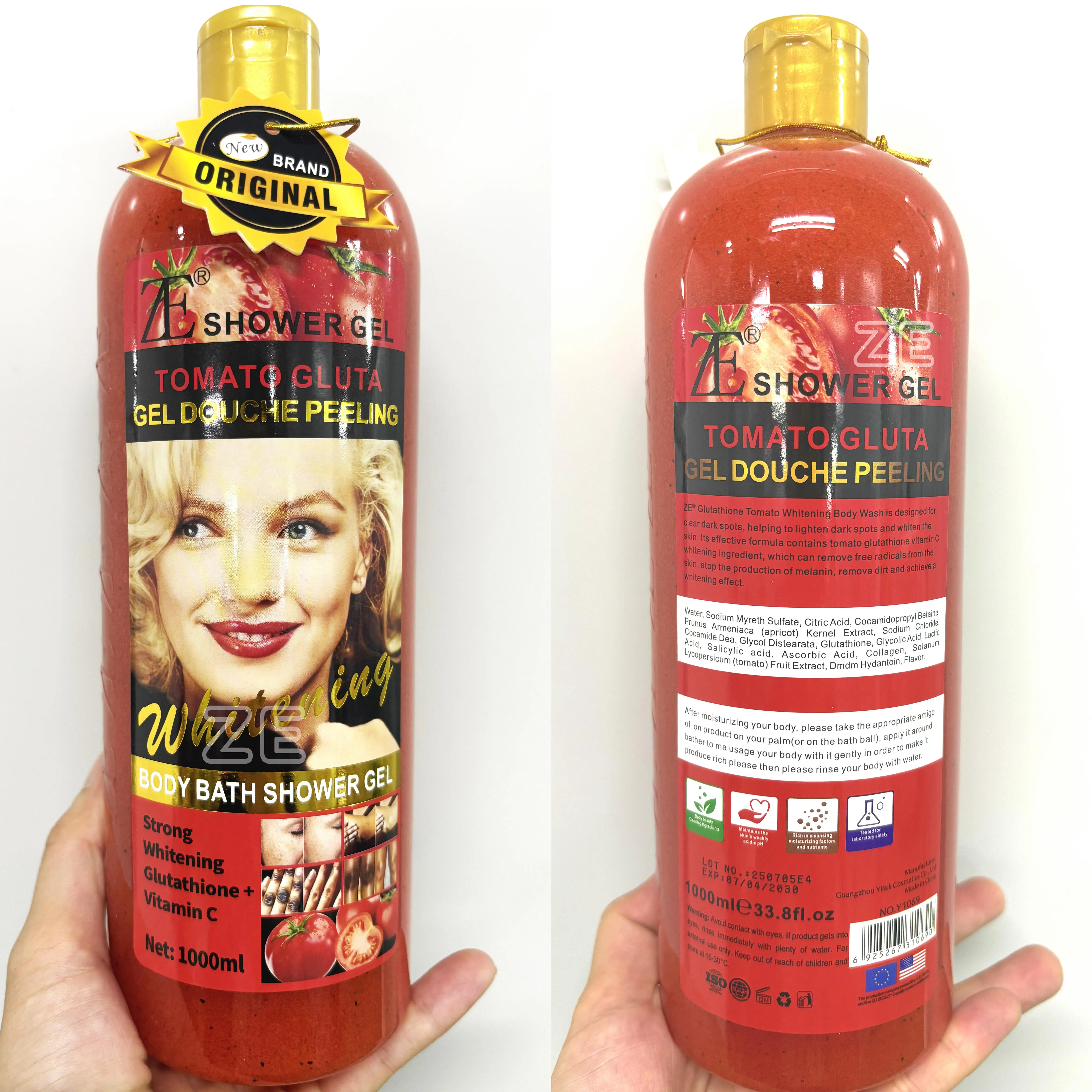 glutathione injection tomato shower gel Wholesale Original ZE Tomato Body Wash Organic Body Wash AHA Kojic Gluta  Whitening Exfoliating Scrub 1000ml