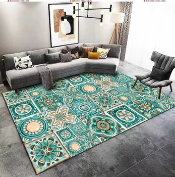 Modern Printed Polyester Carpet Rugs 3d Design Living Room Carpets Geometric Charcoal Area Rug