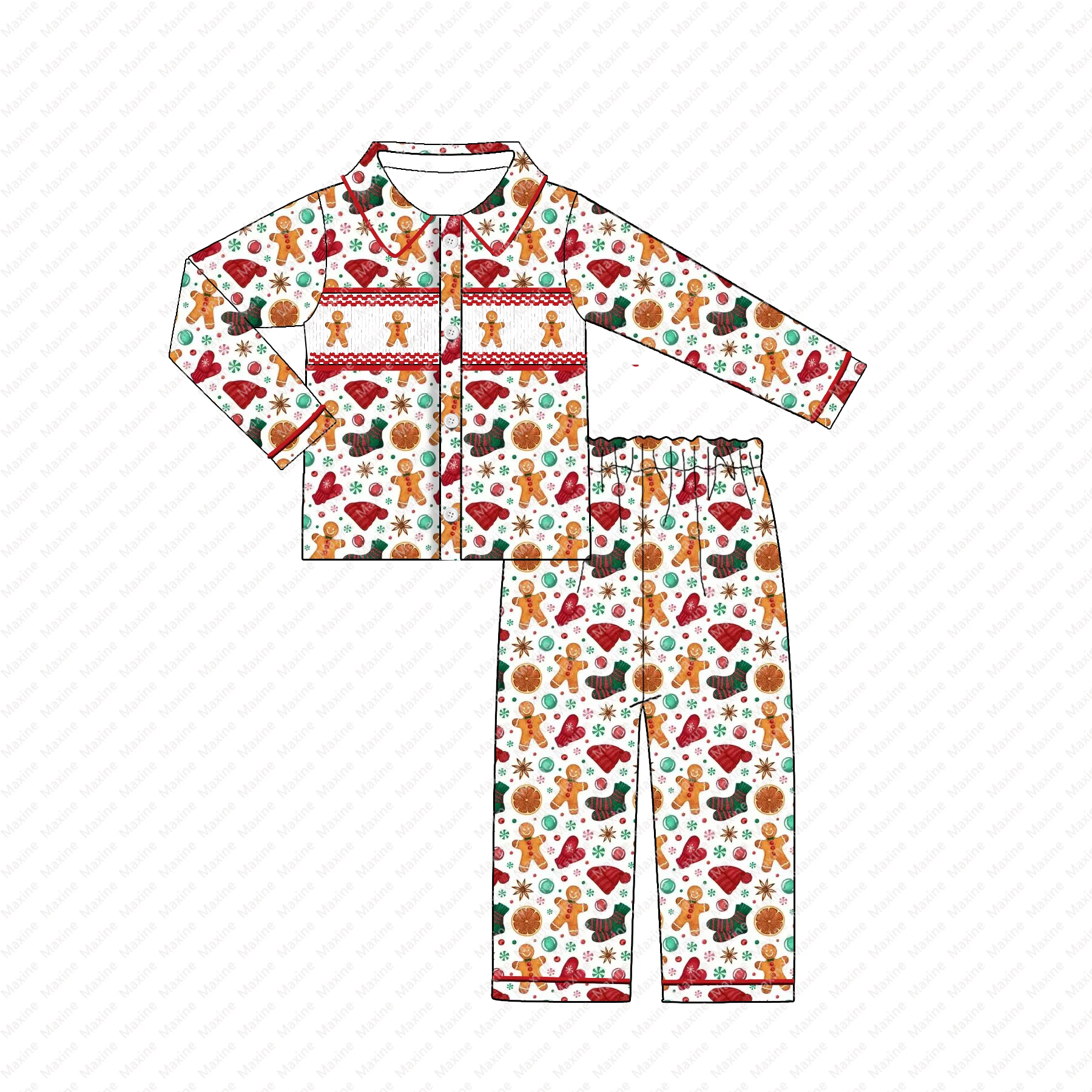 Maxine Factory Design Custom Design Sibling Kids Clothing Smock Girls Christmas Pajamas